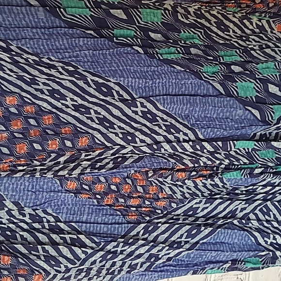 NEW Blue Green Patterned Accordian Pleated Midi Skirt Size 4P Ruby Rd - Picture 2 of 5